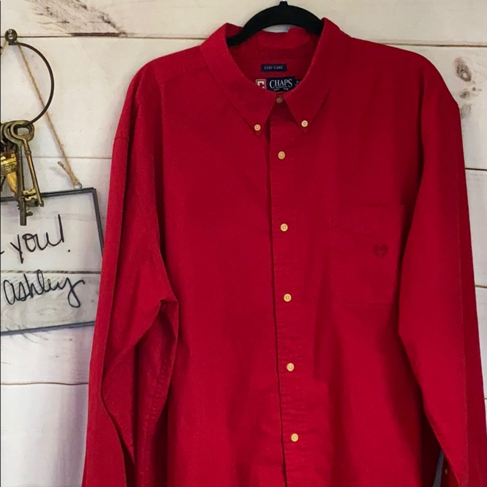 Chaps; Red; Button Down; Dress Shirt; XXL - Picture 3 of 5